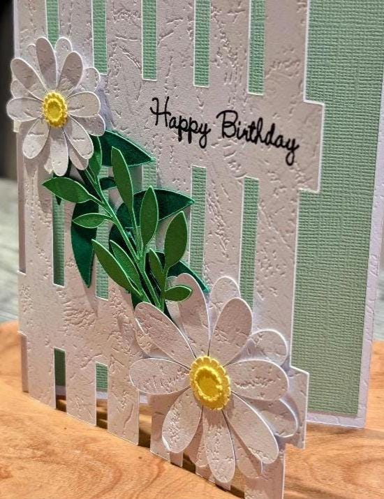 Customisable Picket Fence Card with 3D Garden Scene
