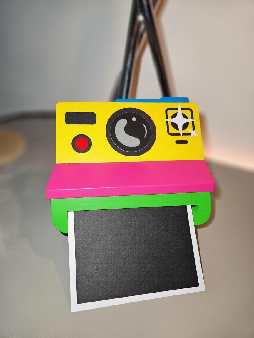 Handcrafted Polaroid Camera Card - With Blank template to add your photo.