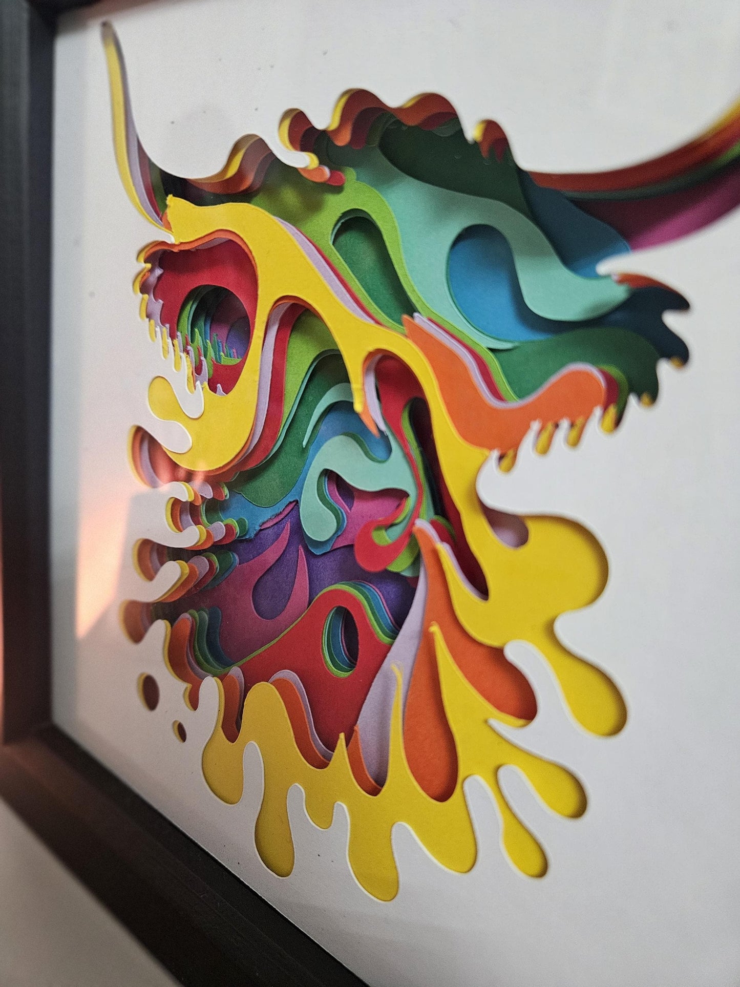 Highland Cow Art. Vibrant Layered 3D Shadow Box Framed