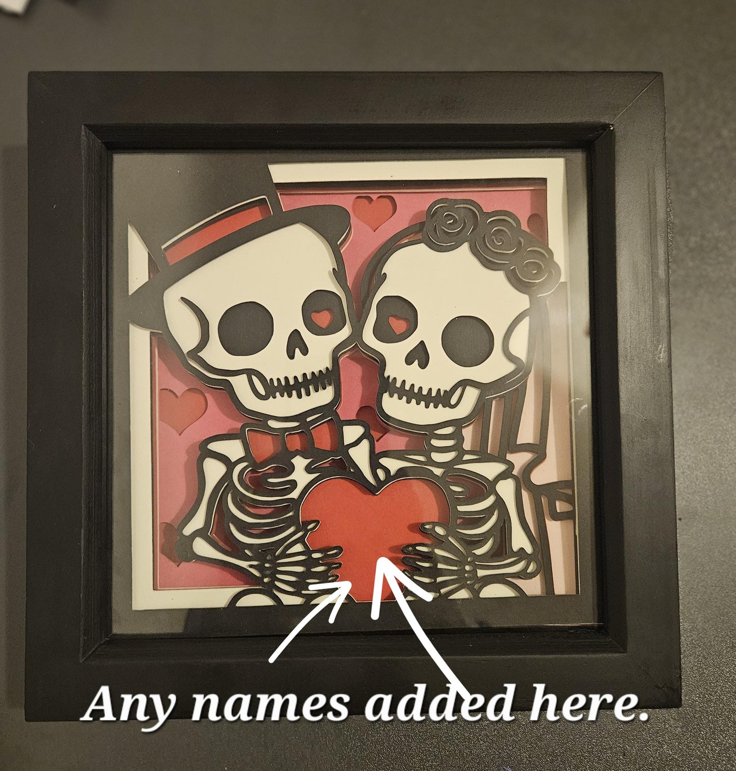 Gothic Skeleton Couple Shadow Box: Personalized Wedding Anniversary Gift
