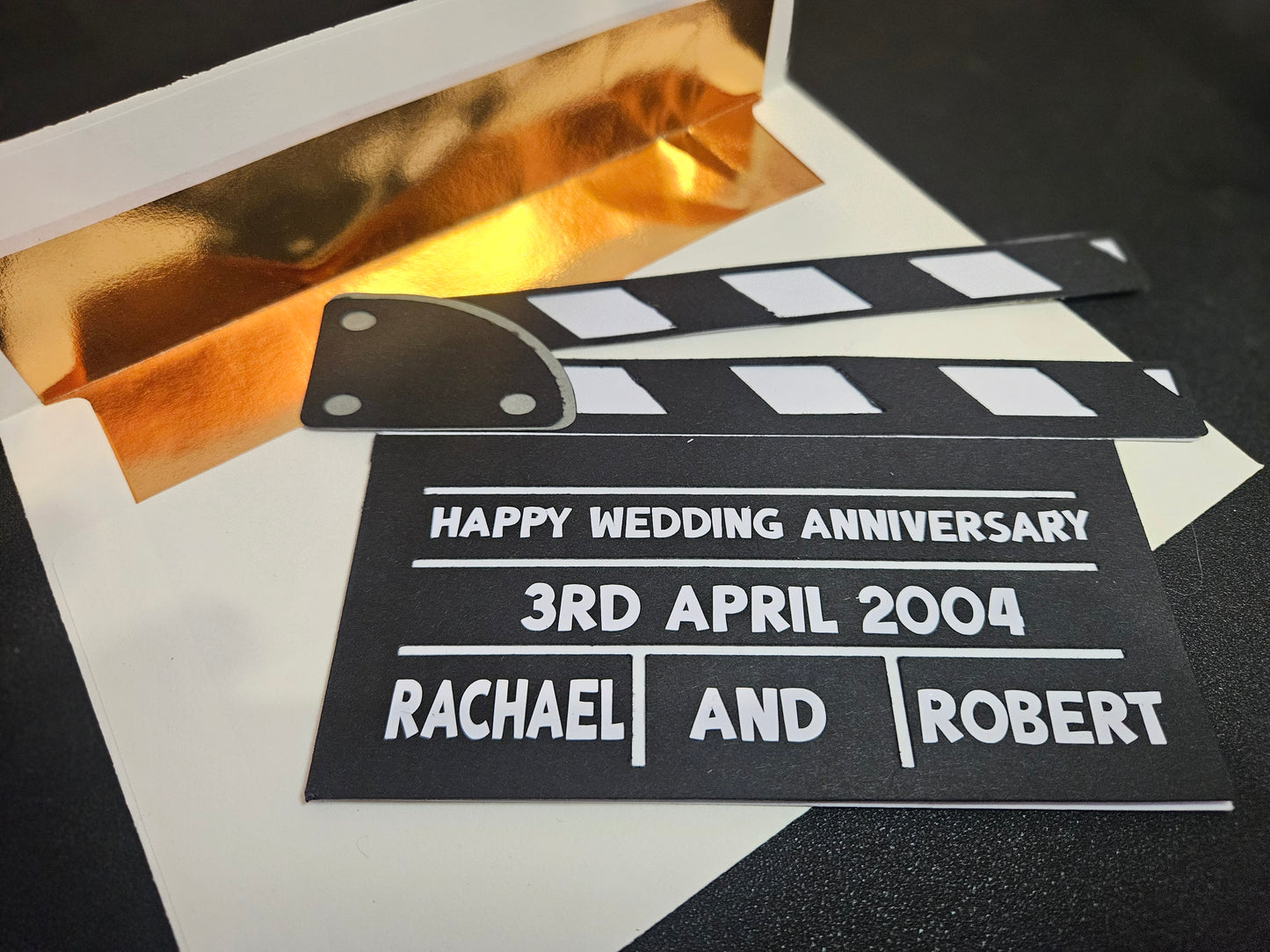 Handcrafted Movie Clapperboard Card for Birthday's or any occasion.