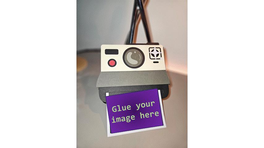 Handcrafted Polaroid Camera Card - With Blank template to add your photo.