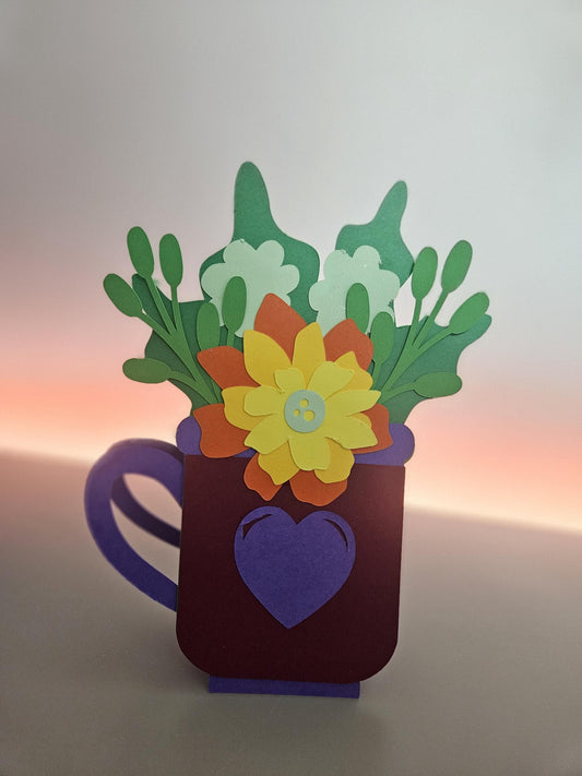 Flower Mug Card. Handcrafted and customisable for any occasion