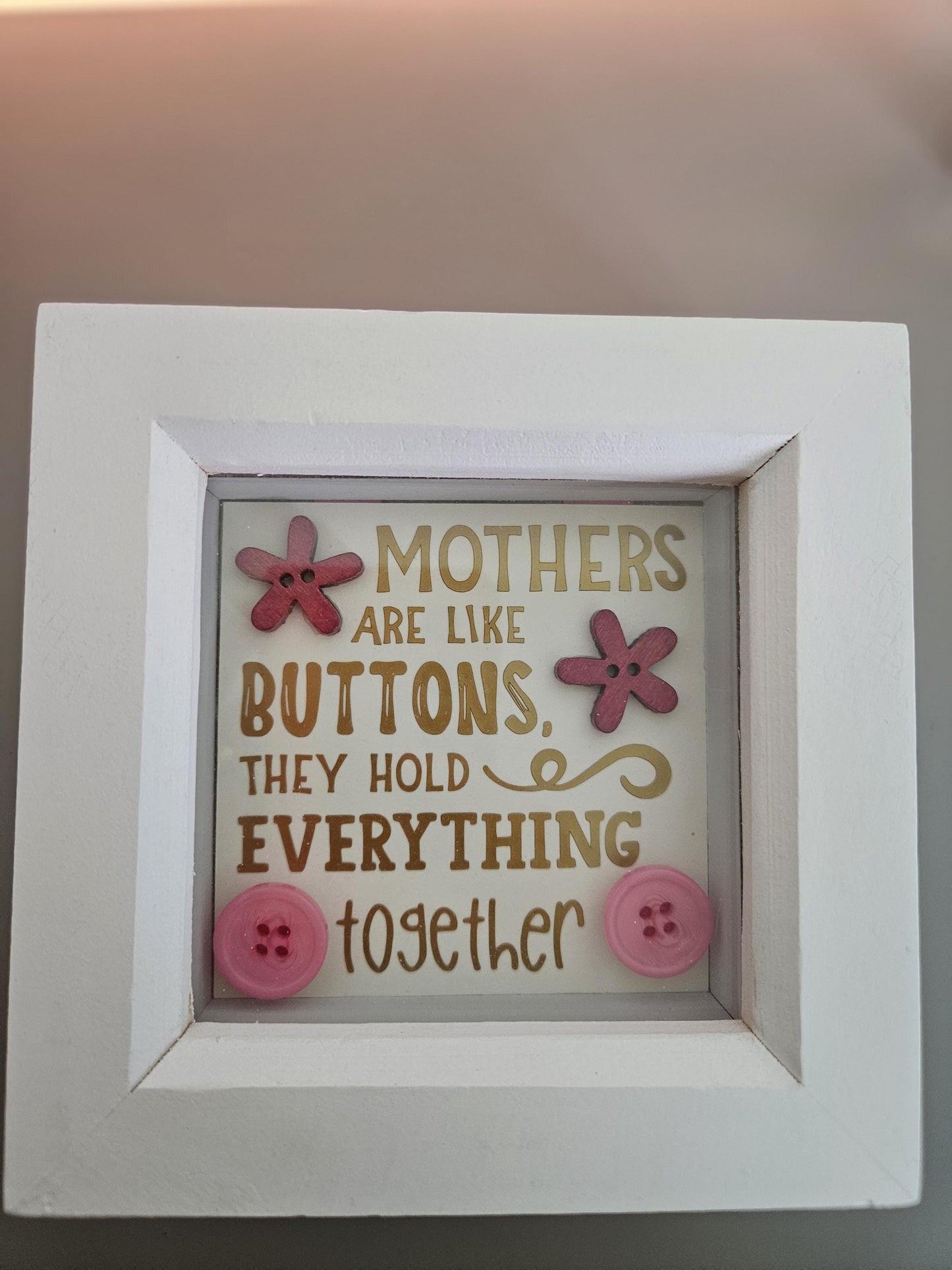 Handmade Button Art Box Frame, Mothers Day, Birthday or any occasion.