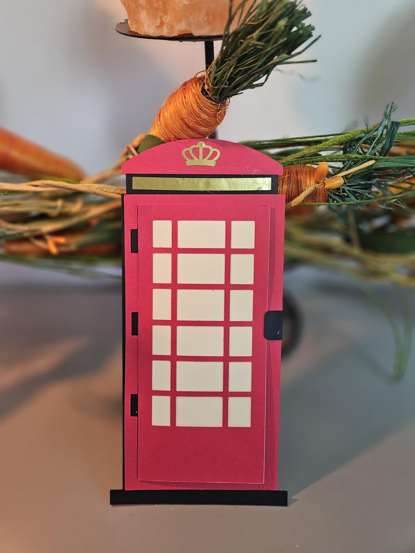 Red British Telephone Box BIRTHDAY, Congratulations, Thank you etc card. With free display stand.