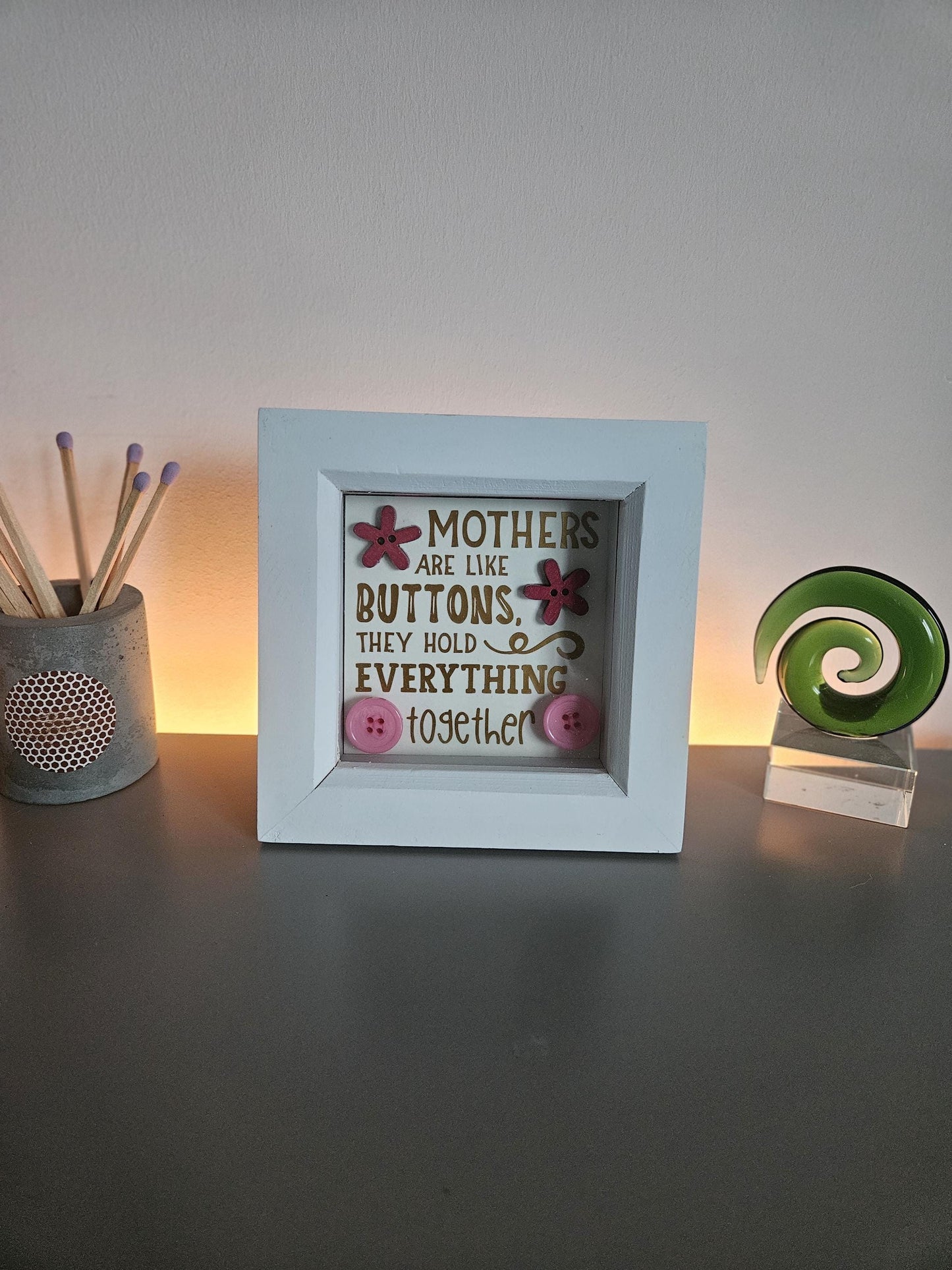 Handmade Button Art Box Frame, Mothers Day, Birthday or any occasion.