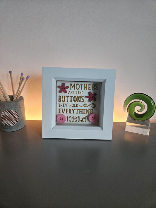 Handmade Button Art Box Frame, Mothers Day, Birthday or any occasion.