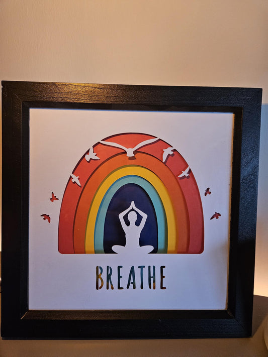 MOTHER'S DAY GIFT Mindfulness Yoga "Breathe" Shadow Box Framed
