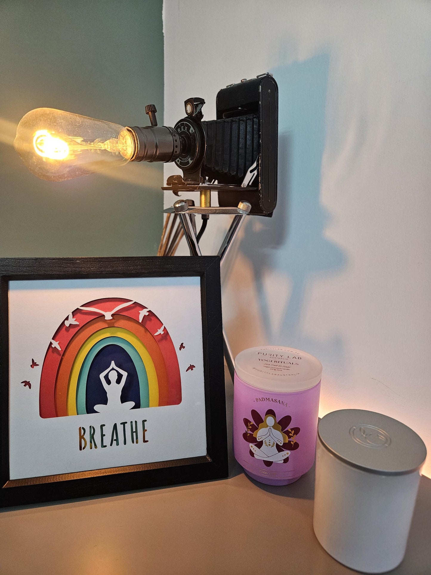 MOTHER'S DAY GIFT Mindfulness Yoga "Breathe" Shadow Box Framed