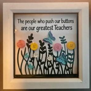 Handmade Button Art Frame: Mothers Day, Friendship, Teacher Appreciation gift. Medium