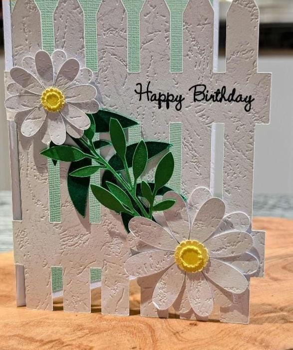 Card Making Kit. 3D Floral scene on Garden Fence. Customisable