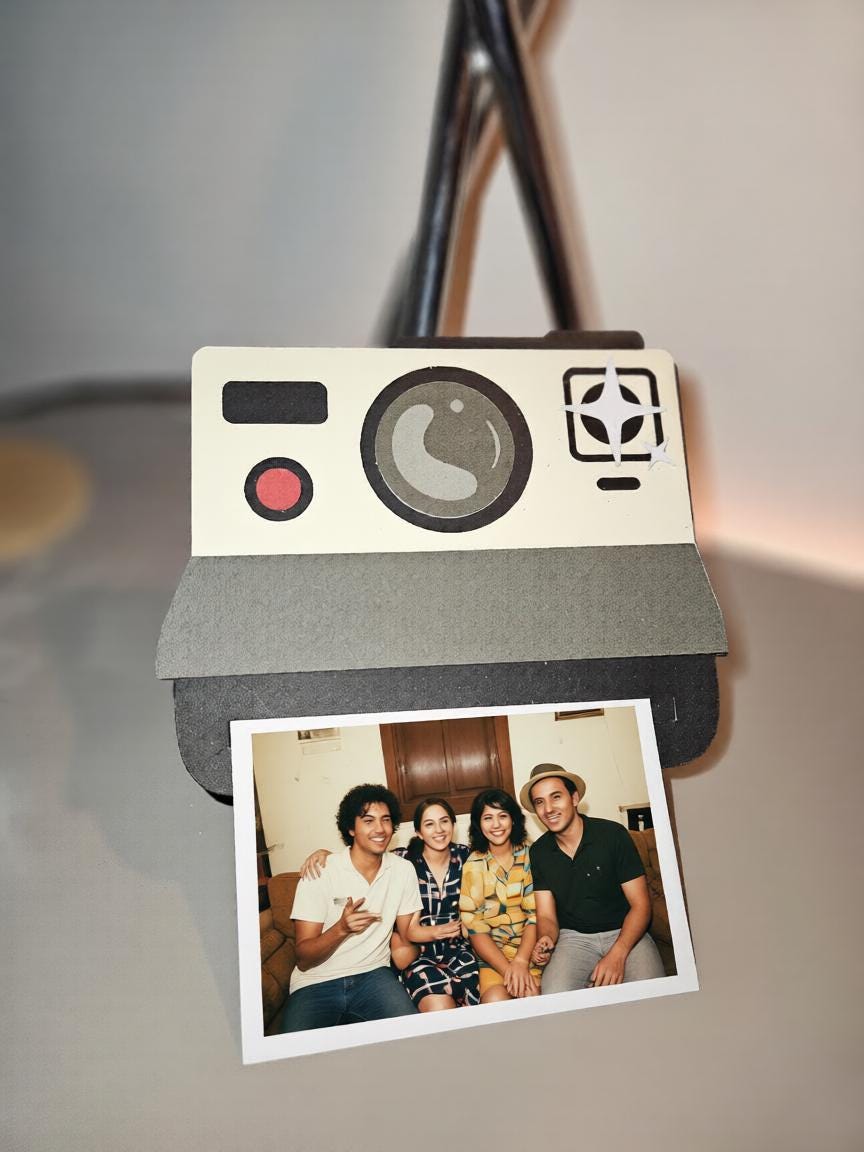 Handcrafted Polaroid Camera Card - With Blank template to add your photo.