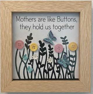 Handmade Button Art Frame: Mothers Day, Friendship, Teacher Appreciation gift. Medium