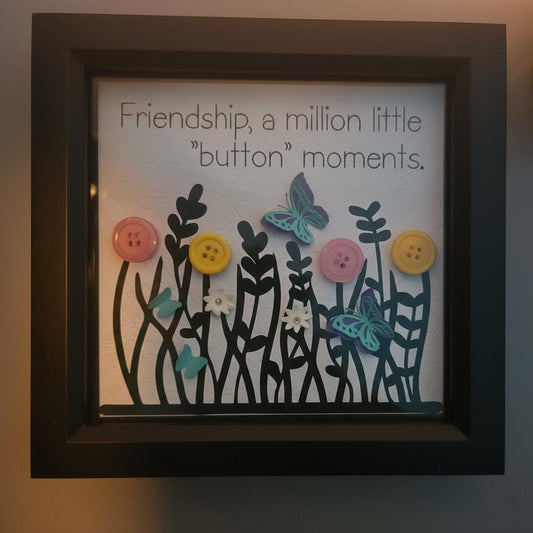 Handmade Button Art Frame: Mothers Day, Friendship, Teacher Appreciation gift. Small