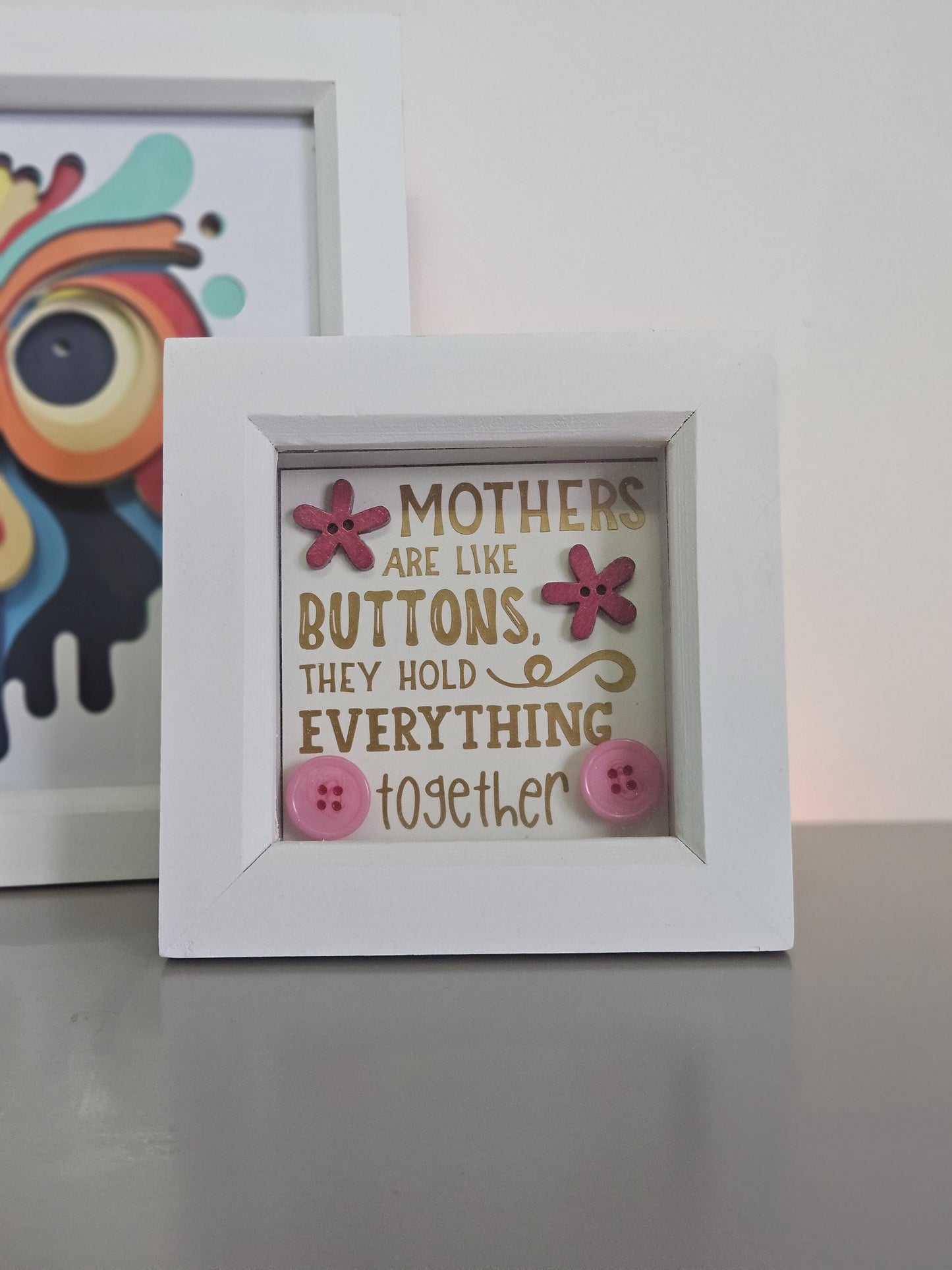 Handmade Button Art Box Frame, Mothers Day, Birthday or any occasion.
