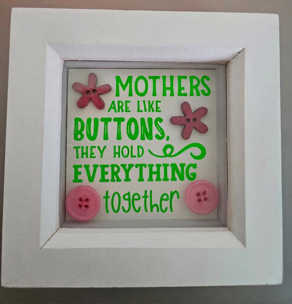 Handmade Button Art Box Frame, Mothers Day, Birthday or any occasion.