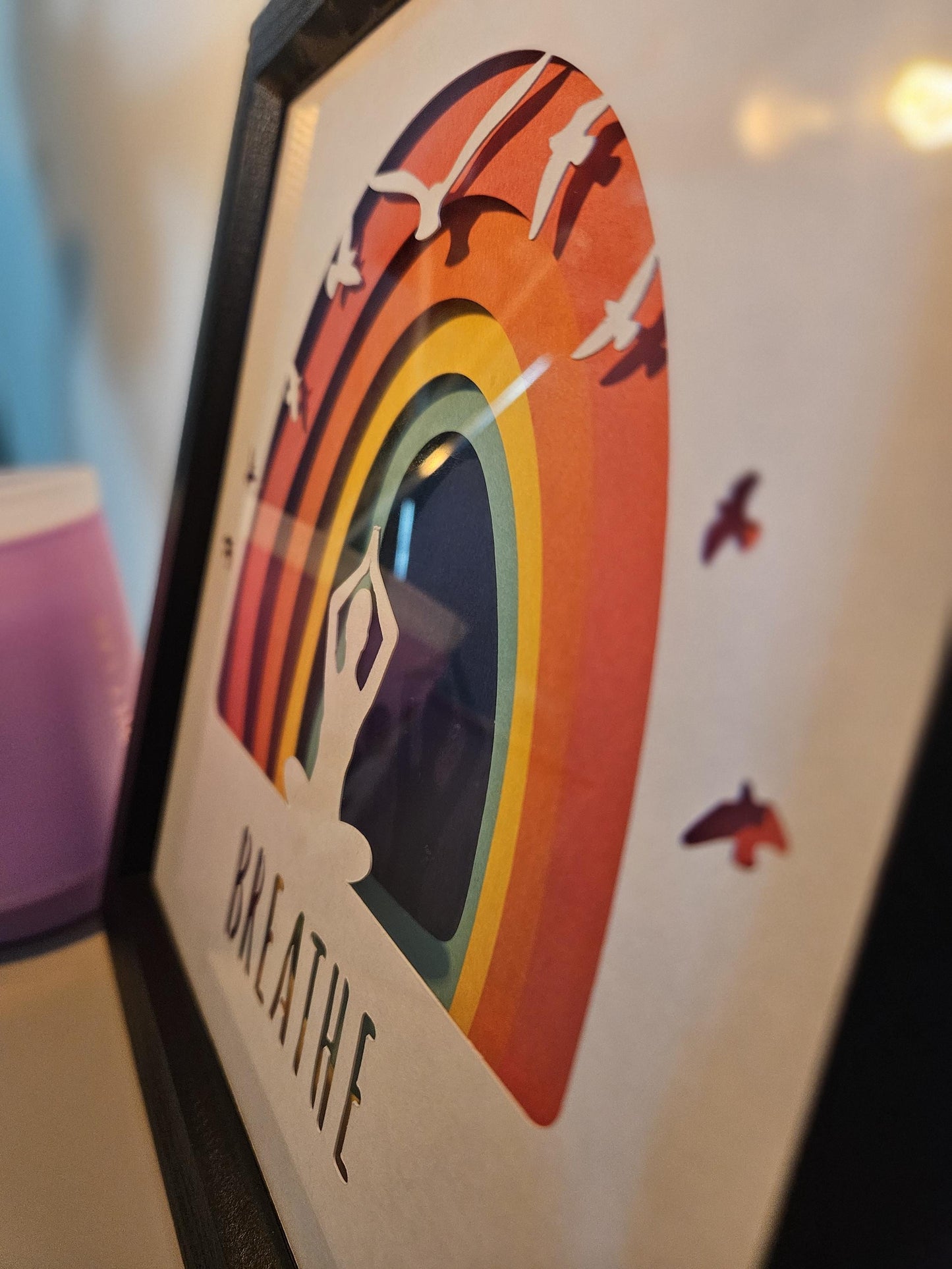 MOTHER'S DAY GIFT Mindfulness Yoga "Breathe" Shadow Box Framed