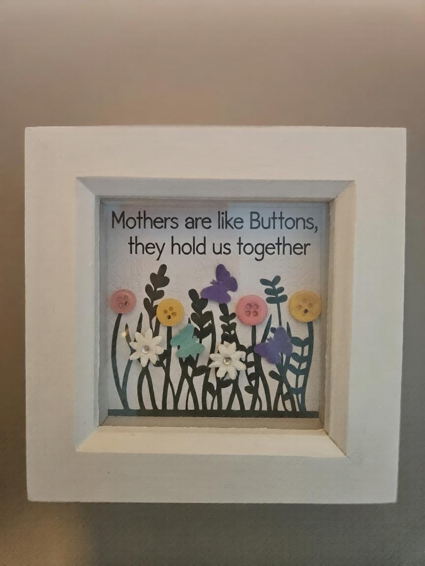 Handmade Button Art Frame: Mothers Day, Friendship, Teacher Appreciation gift. Small