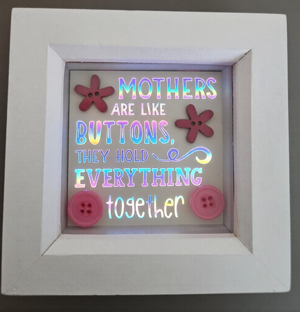 Handmade Button Art Box Frame, Mothers Day, Birthday or any occasion.