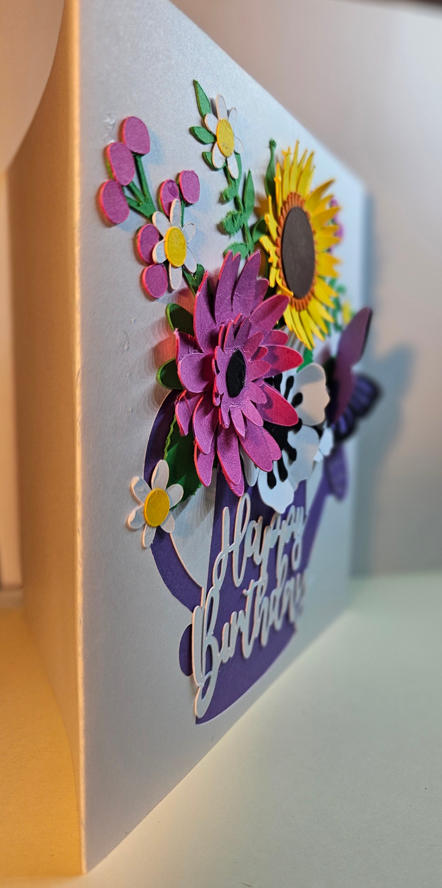 Handmade Watering Can & Floral, Sunflower and Butterfly card. Any Occasion