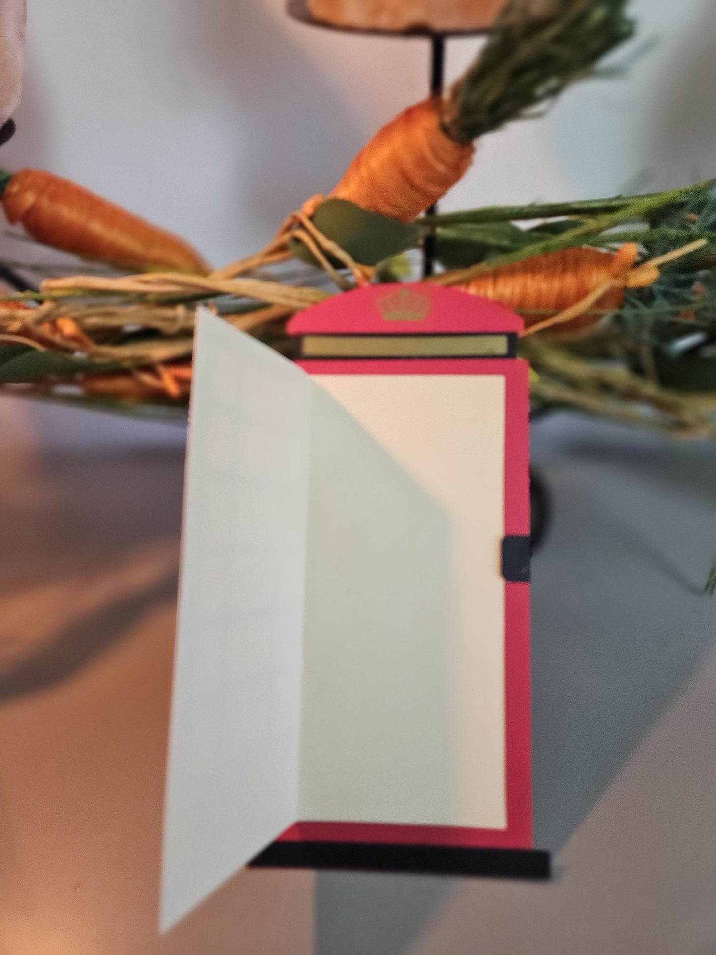 Red British Telephone Box BIRTHDAY, Congratulations, Thank you etc card. With free display stand.