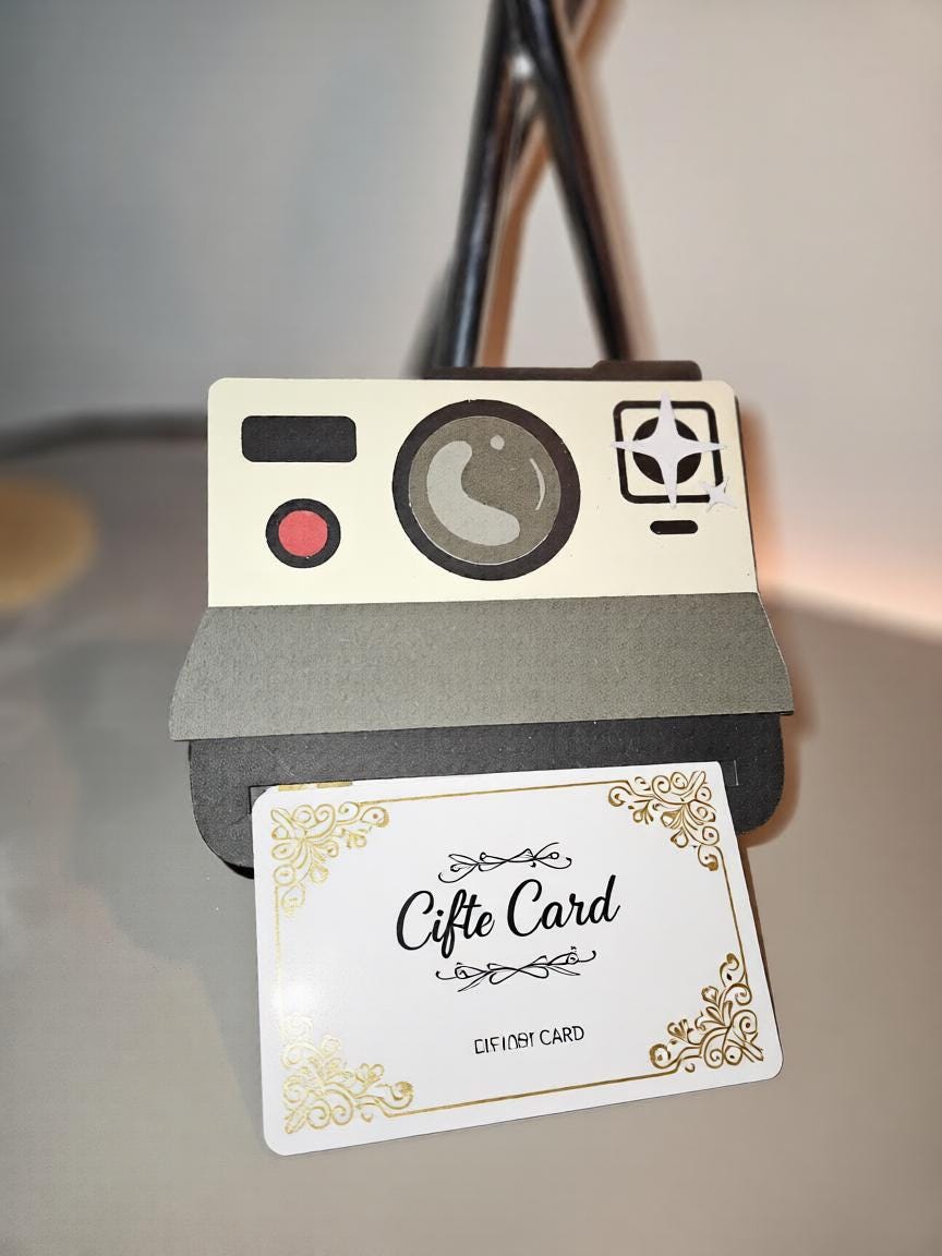 Handcrafted Polaroid Camera Card - With Blank template to add your photo.