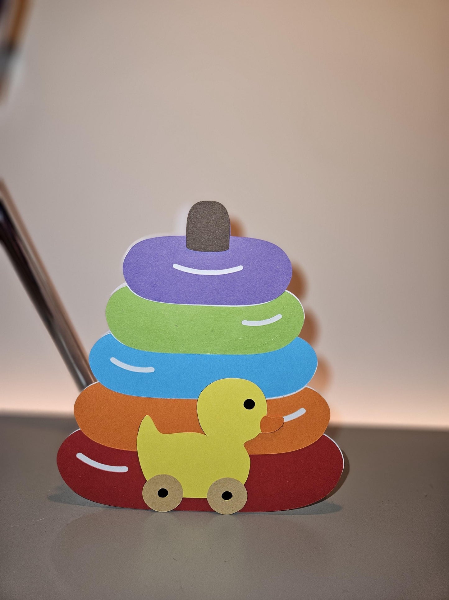 Handcrafted Duck Stacking Toy Card for a Birthday or Baby Shower.