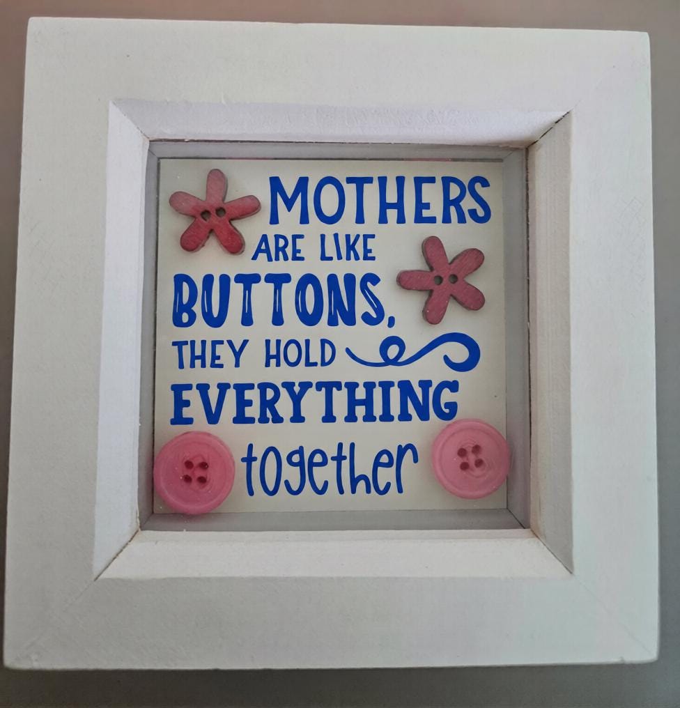 Handmade Button Art Box Frame, Mothers Day, Birthday or any occasion.