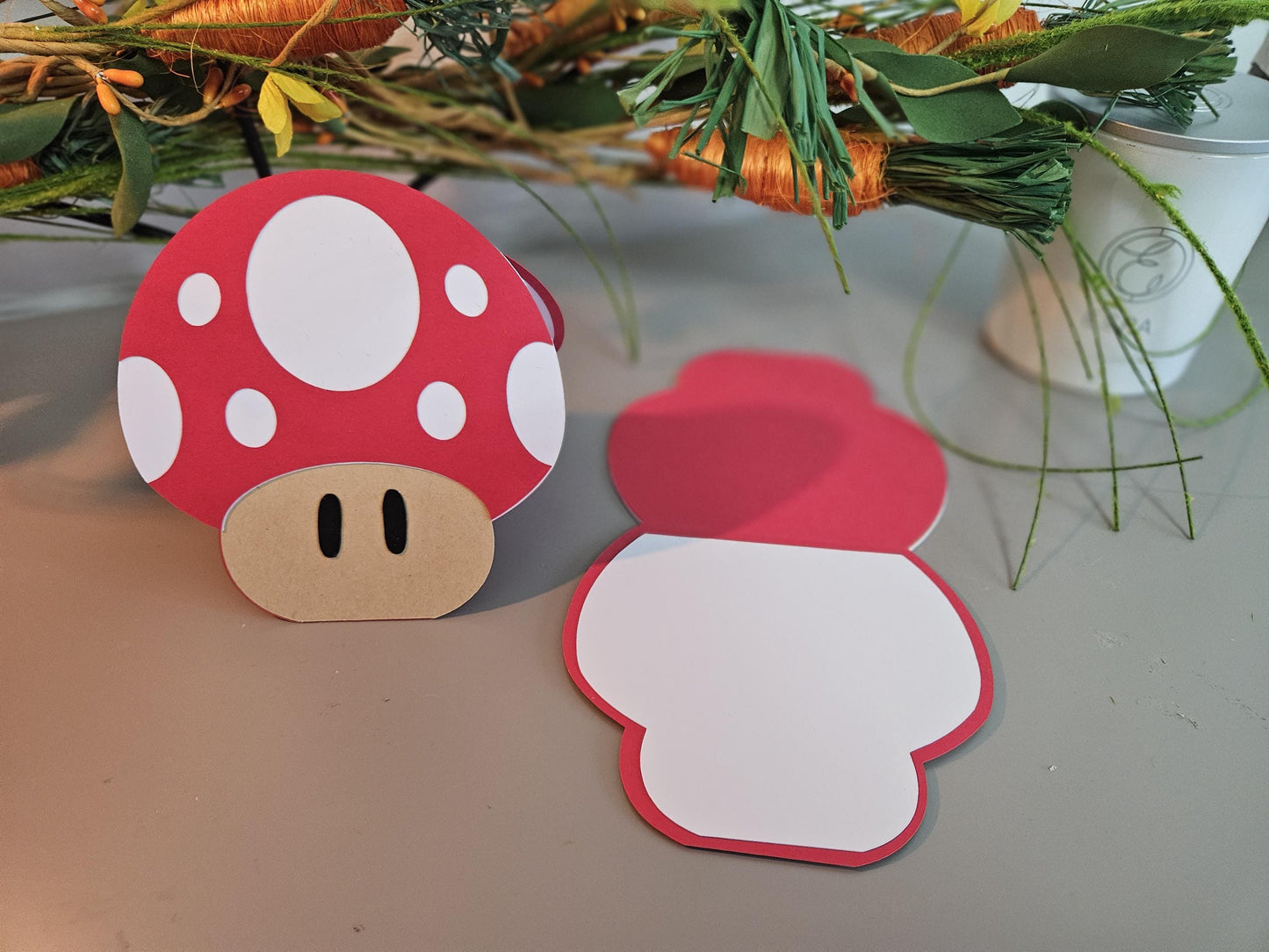 Super Mario-inspired mushroom card, handcrafted, Birthday or Occasion Card