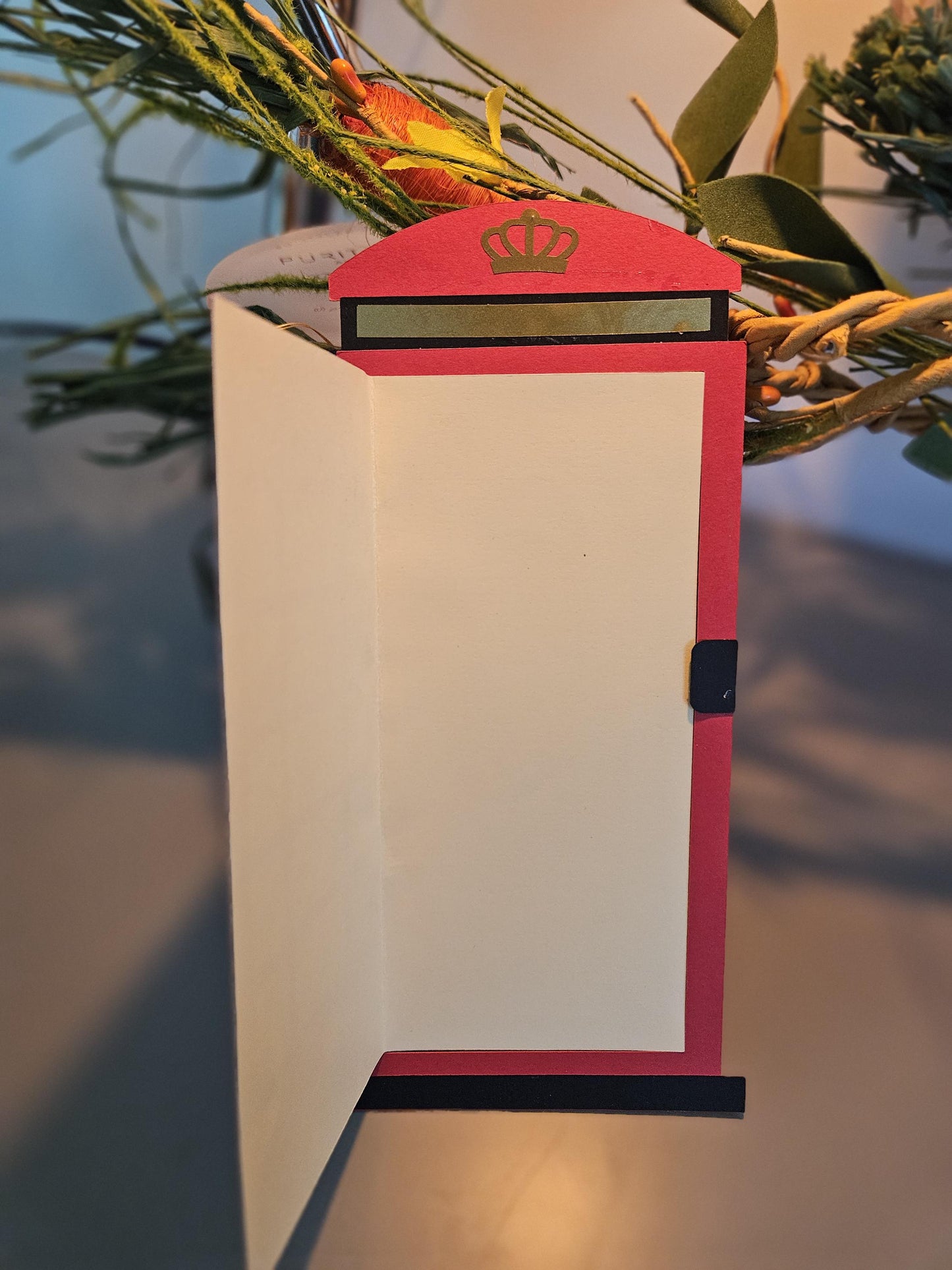 Red British Telephone Box BIRTHDAY, Congratulations, Thank you etc card. With free display stand.
