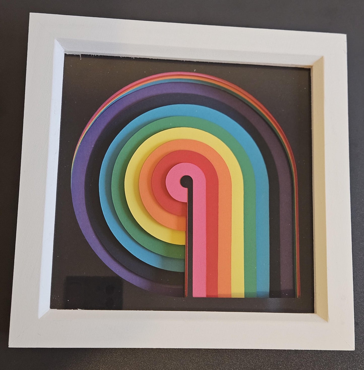 Rainbow Arch Paper Art, 3D Shadow Box, Geometric Wall Decor