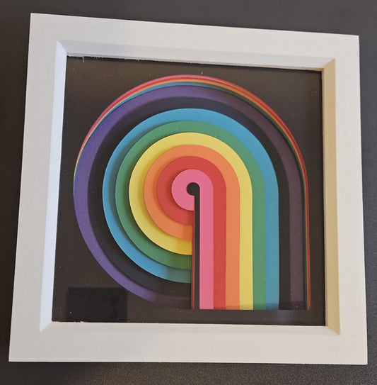 Rainbow Arch Paper Art, 3D Shadow Box, Geometric Wall Decor