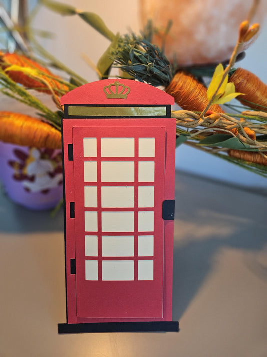 Red British Telephone Box BIRTHDAY, Congratulations, Thank you etc card. With free display stand.
