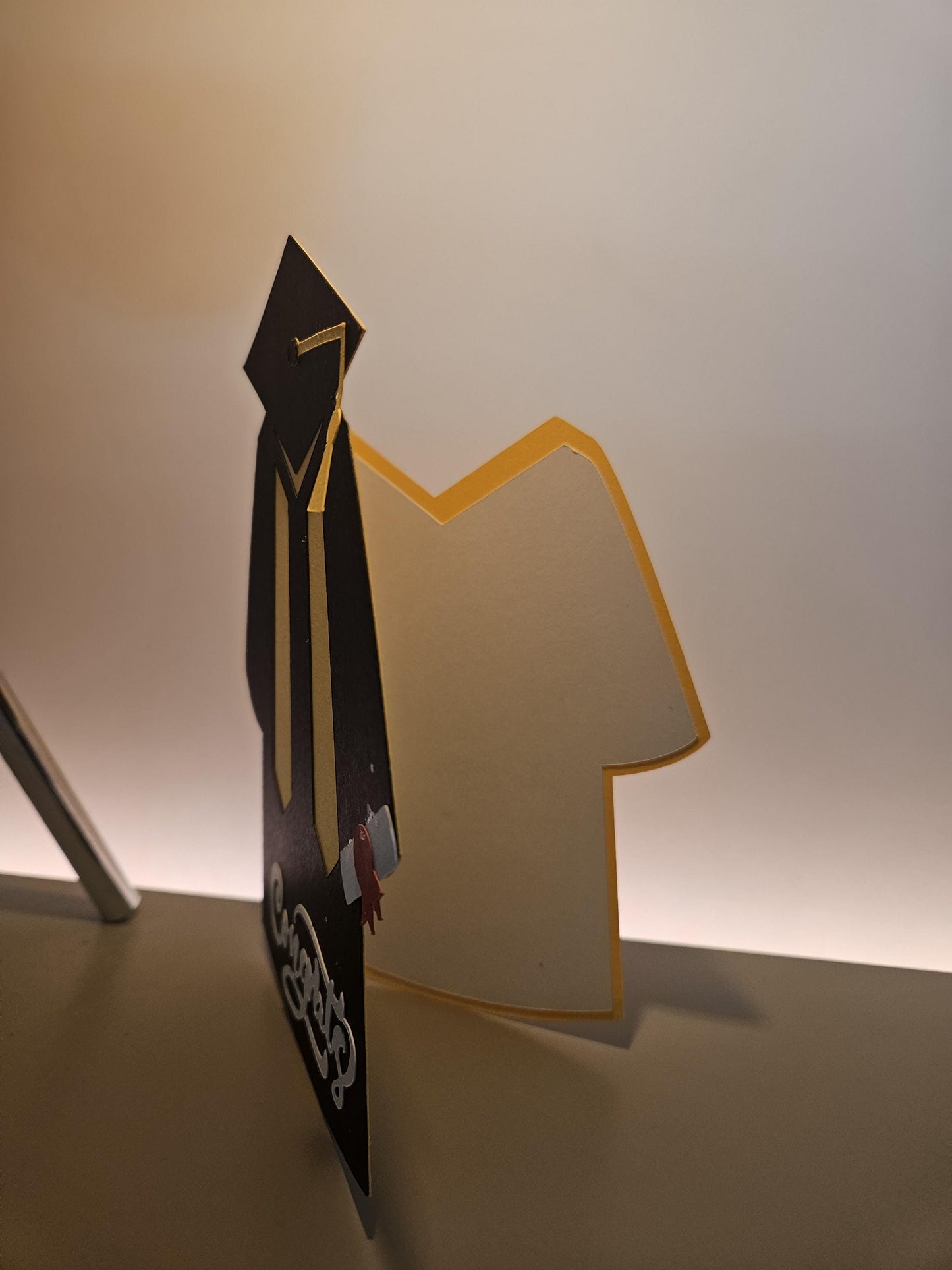 Handcrafted Graduation Card, Cap and Gown. Customisable