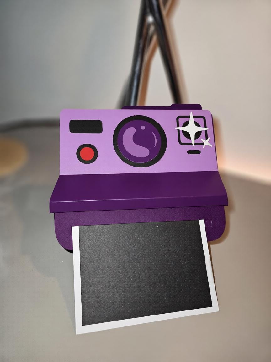 Handcrafted Polaroid Camera Card - With Blank template to add your photo.