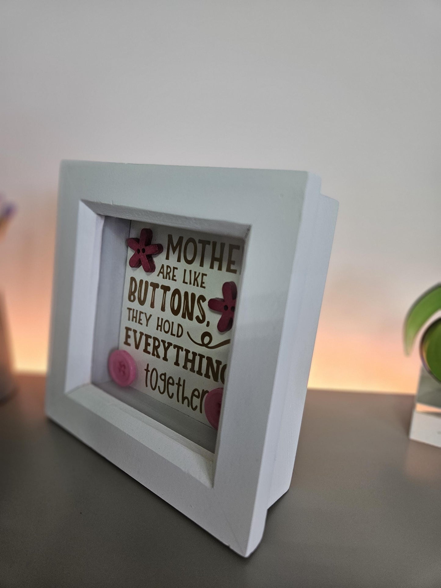 Handmade Button Art Box Frame, Mothers Day, Birthday or any occasion.